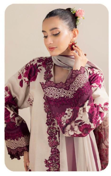 M Print inspired 3 piece luxury lawn_81042 Pakistani ladies suit B199