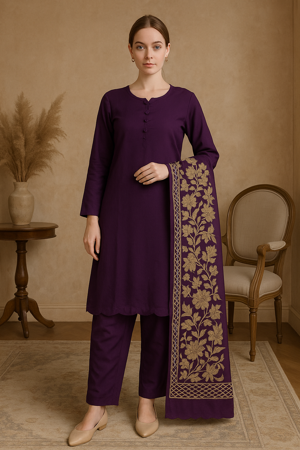 Brit 3 piece Dhanak _81042 Pakistani ladies suit Purple CD2