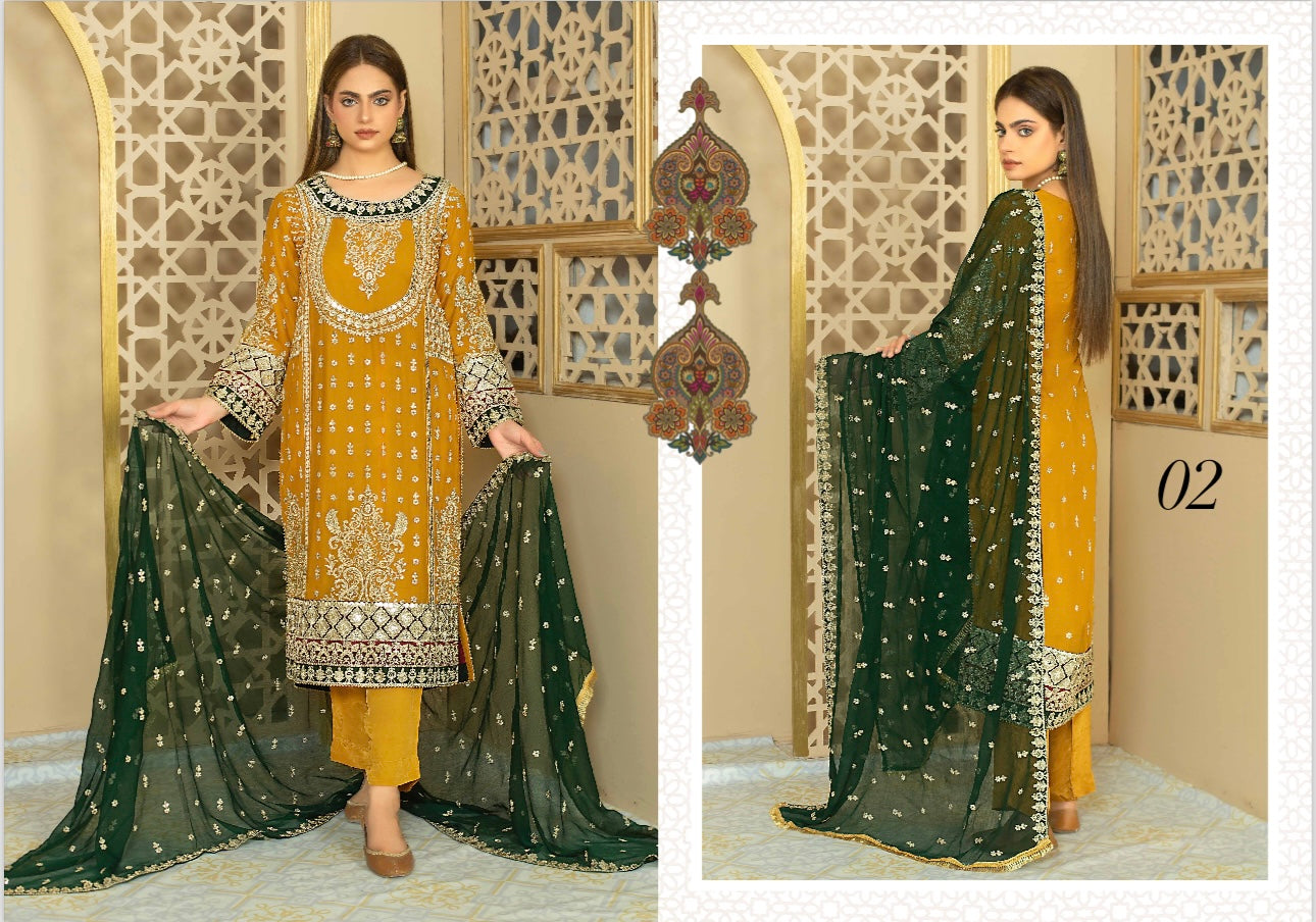 Brit 3 piece chiffon _100128 Pakistani ladies suit B123