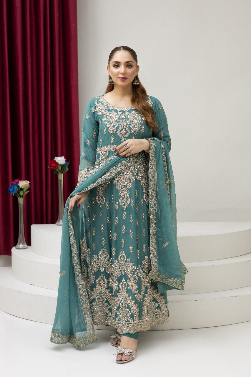 Brit 3 piece luxury chiffon Maxi_81042 Pakistani ladies suit B255