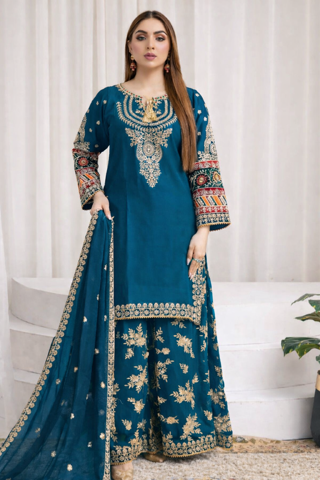 Brit 3 piece luxury chiffon_81042 Pakistani ladies suit B189