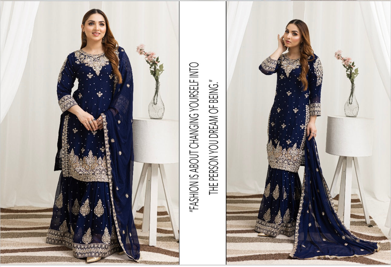 Brit Mother and Daughter 3 piece Chiffon_10030 Navy B100
