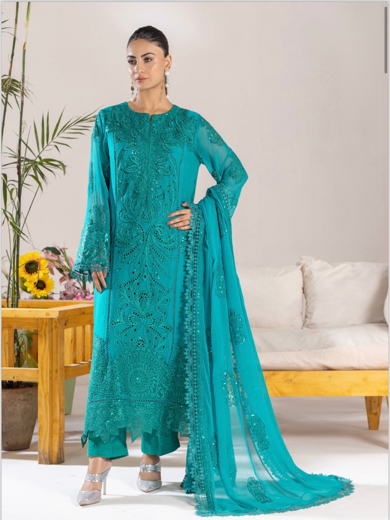 Brit 3 piece luxury chiffon part wear_321 B215