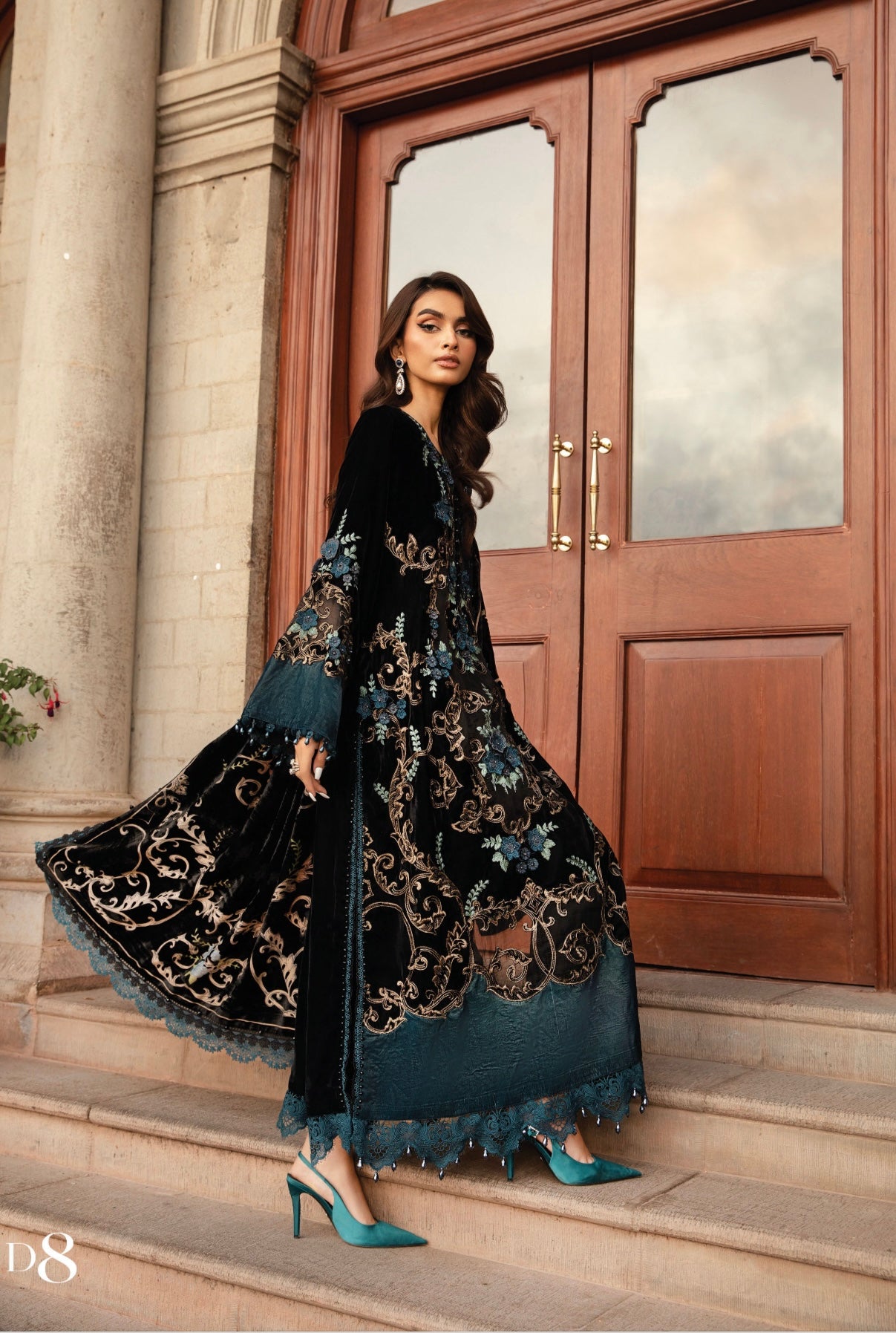 M B original 3 piece stitched_4053 Pakistani winter dress