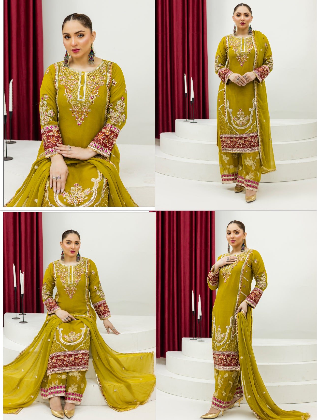 Brit 3 piece luxury chiffon_81042 Pakistani ladies suit orange B270