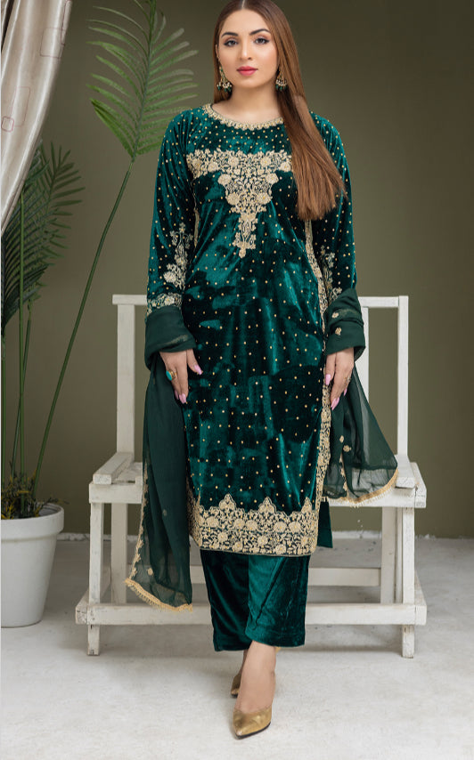 Brit Valvet 3 piece _3023 Green ladies and kids B5