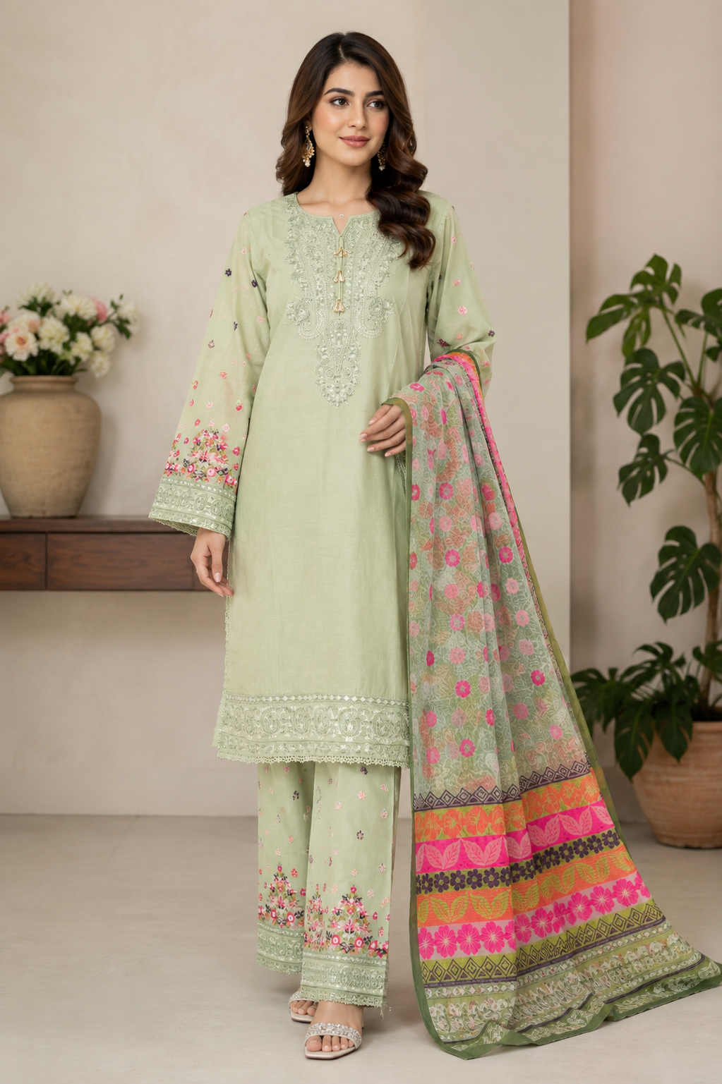 Charizma inspired 3 piece lawn cotton ladies B697