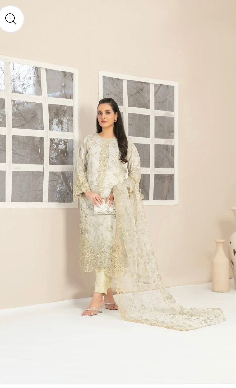 Brit Tawakal 3 piece organza _6071 Pakistani suits B36