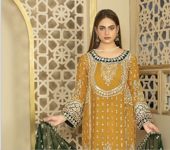 Brit 3 piece chiffon _100128 Pakistani ladies suit B123