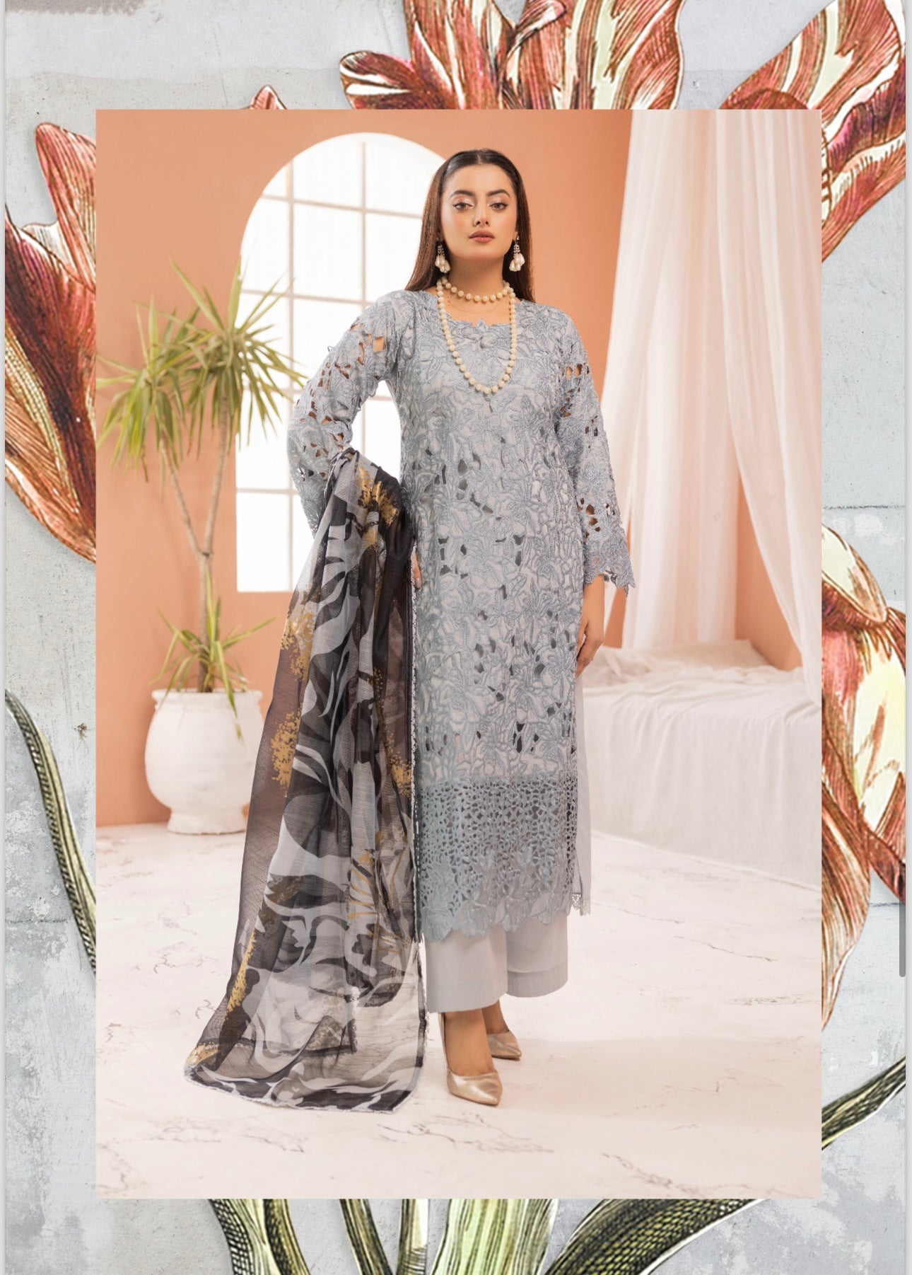 Rang Rasiya inspired 3 piece Chicken kari_7072 ladies suit B51