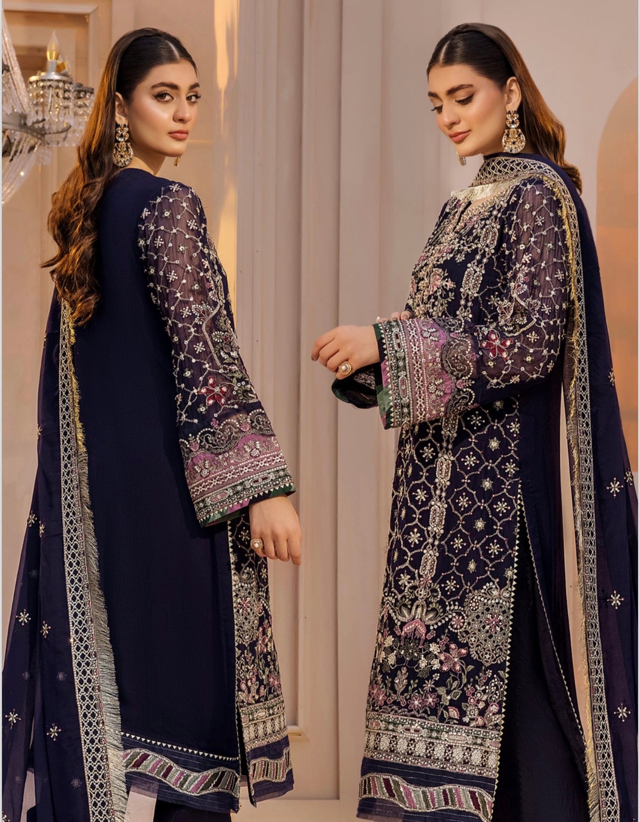 Baruque chentelle 3 piece luxury chiffon_81042 Pakistani ladies suit B225