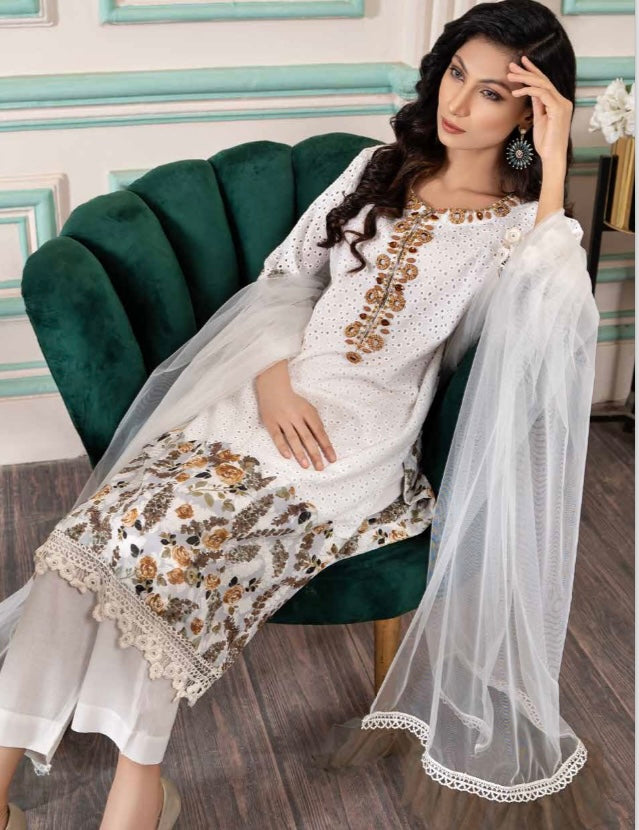 Raniya Designer 3 piece chicken kari _8044 Pakistani suits RCL