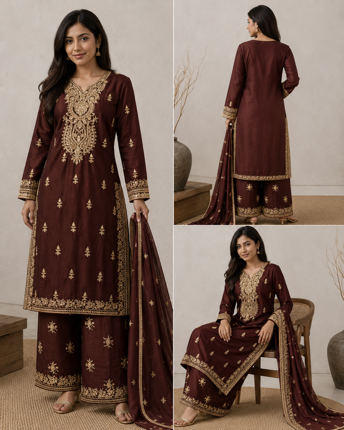 Brit 3 piece embroidered summer viscosecollection ladies dress B626