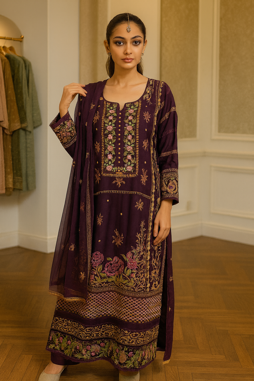 Easha Aisha inspired chiffon _81042 Pakistani ladies suit purple B233