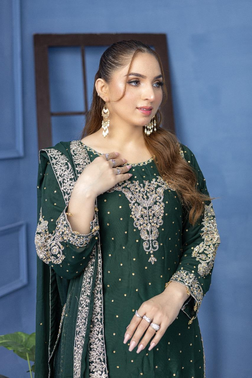 Brit Mother and Daughter 3 piece Chiffon_1000289 green B92
