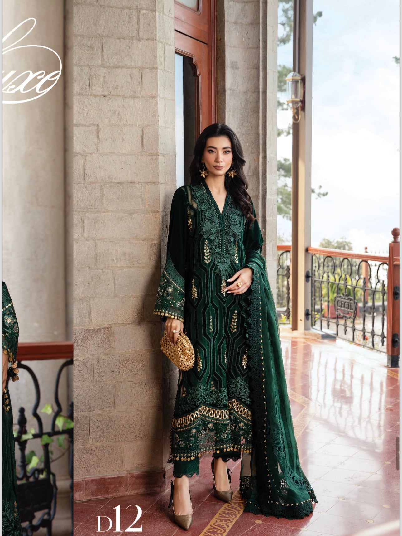 M B original 3 piece stitched_4059 Pakistani winter dress