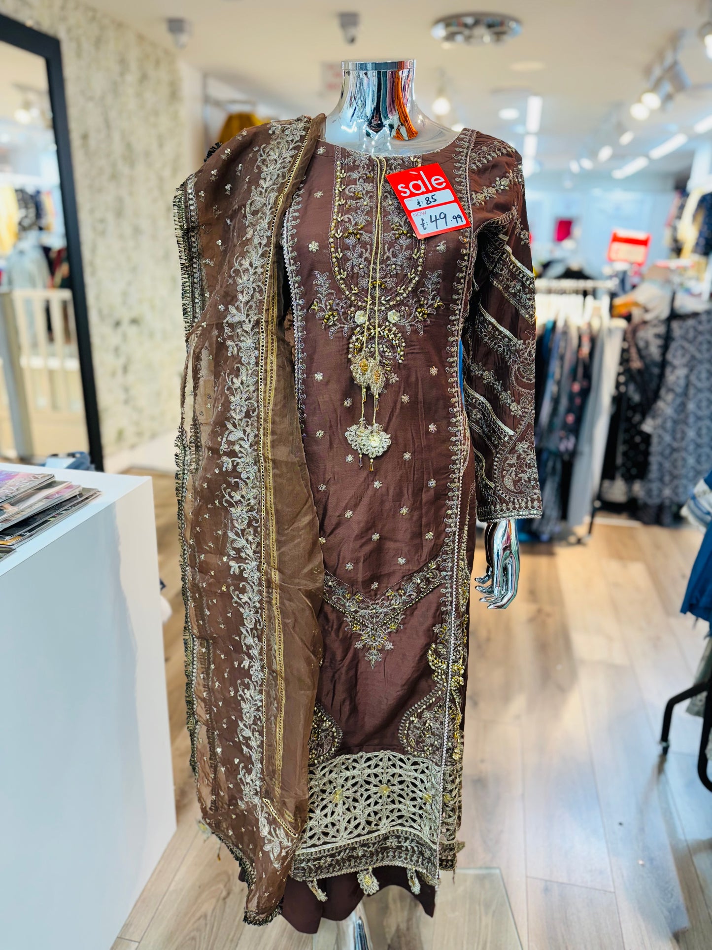 M b inspired 3 piece chiffon_8058 Pakistani suits B69