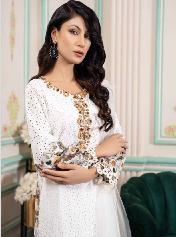 Raniya Designer 3 piece chicken kari _8044 Pakistani suits RCL