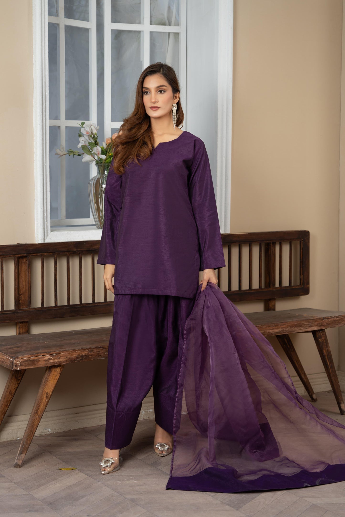 FARSHI SHALWAR 3 piece Raw silk_10085 Pakistani suits for ladies B117