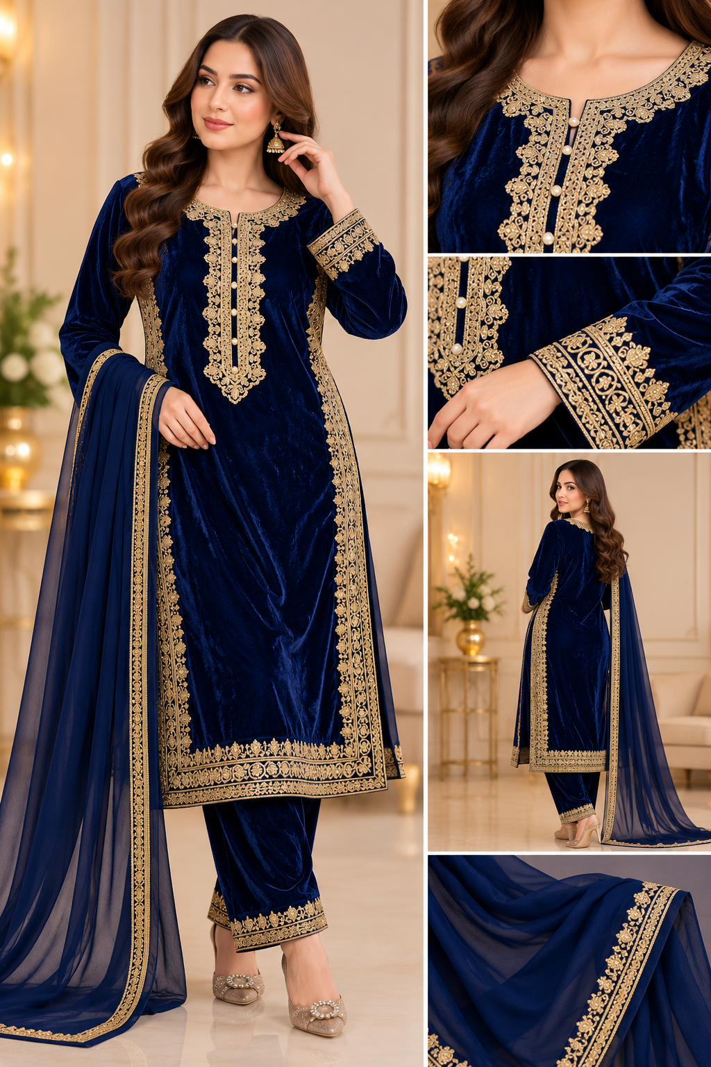 BRIT- GL 3 piece velvet designer collection B812