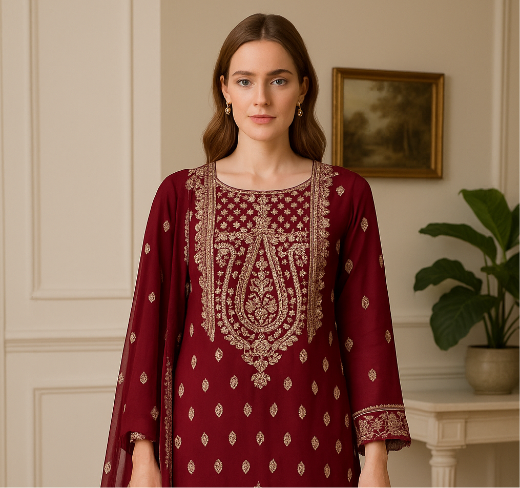 Brit 3 piece luxury chiffon_81042 Pakistani ladies suit B238