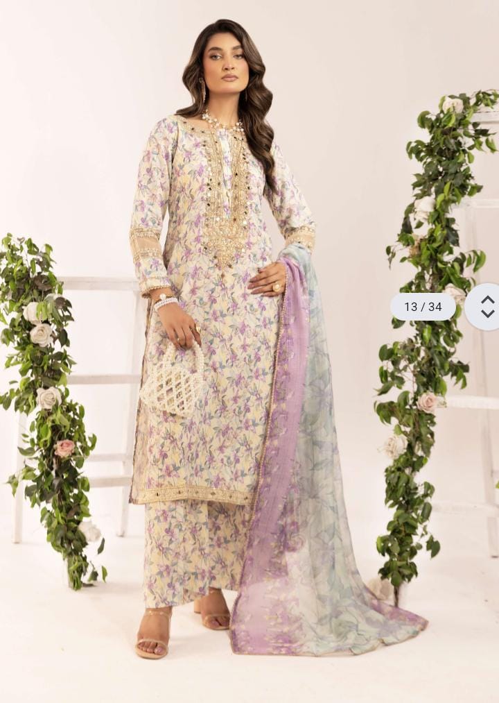 Mother and daughter Simrans 3 piece lawn_81043 Pakistani ladies suit B184