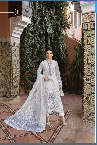 M B inspired 3 piece organza stitched_81044 Pakistani ladies suit B185