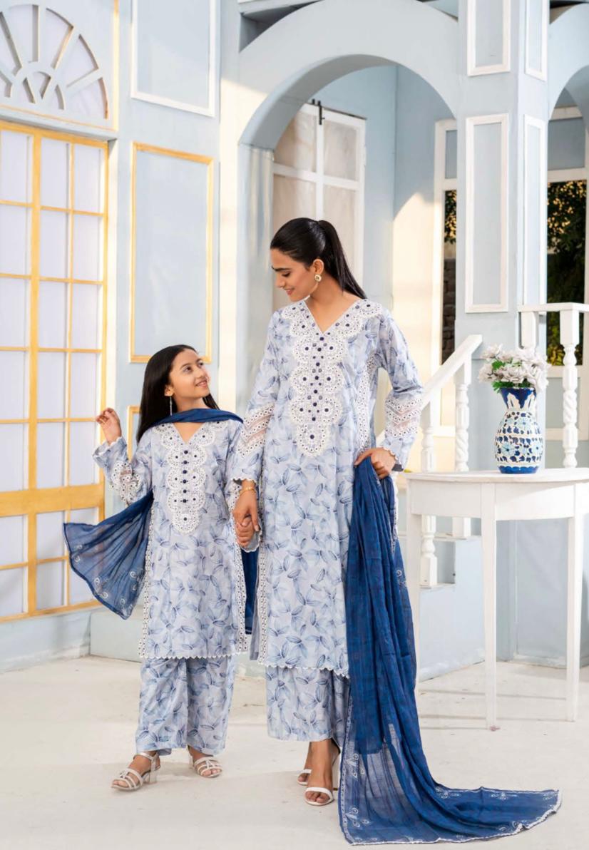 Mother and daughter Baroque printed lawn_81045 Pakistani ladies suit B186
