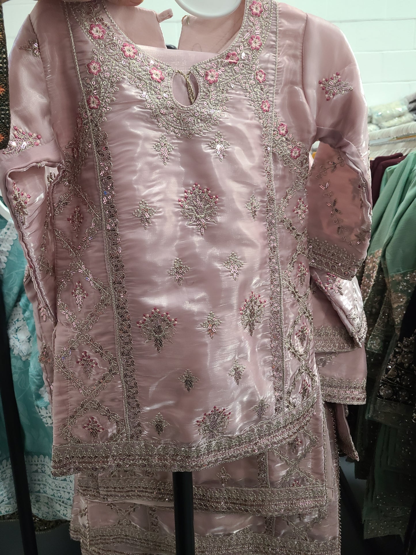KIDS 3 piece SHEESHA SILK Pakistani suit B675