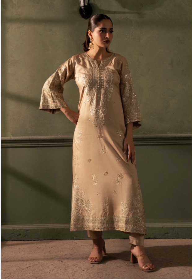 BRIT 2 piece luxury Viscose linen collection ladies dress B672