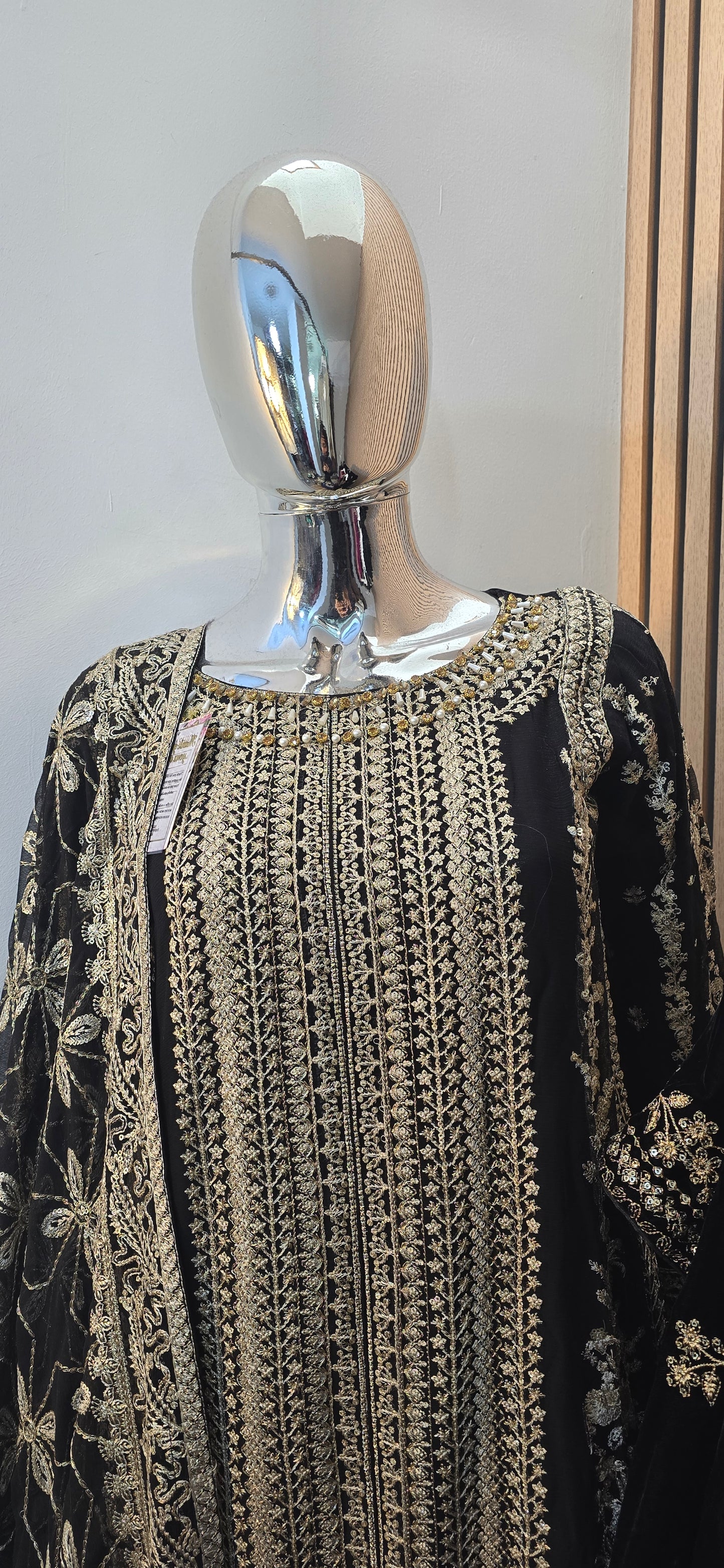 Brit 3 piece luxury chiffon_81042 Pakistani ladies suit Black B245