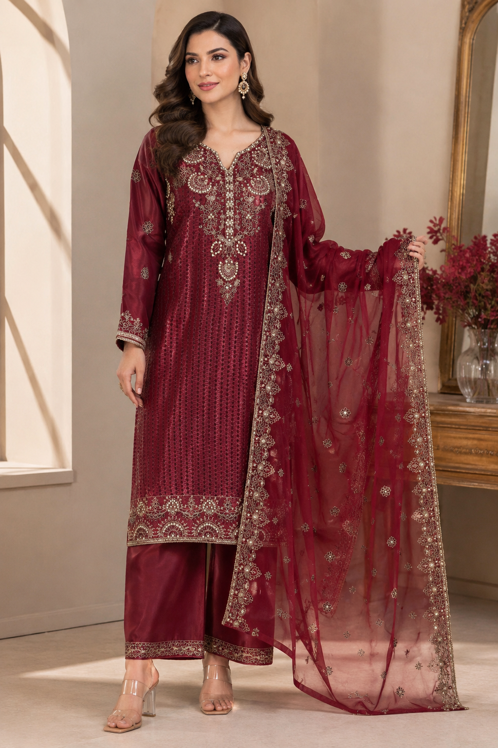Brit 3 piece luxury silk ladie dress B693