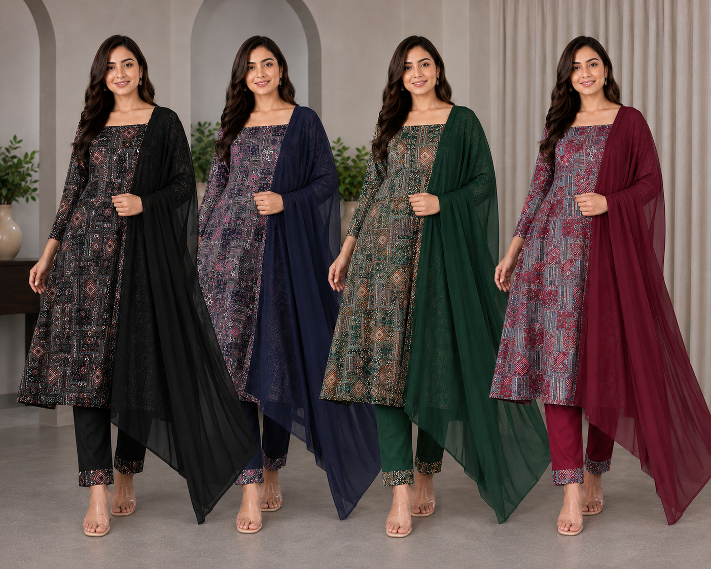 BRIT 3 piece luxury Designer chiffon ladies Maxi dress B693