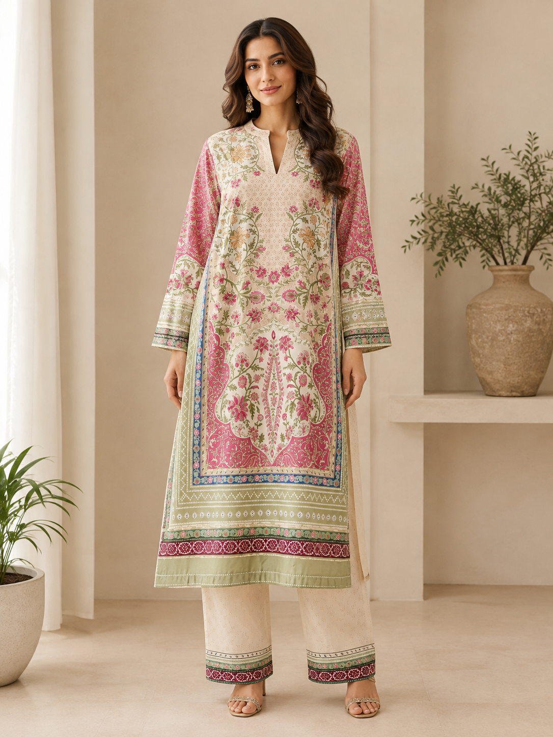 BRIT 2 piece silk Kaftaan collection ladies dress B743