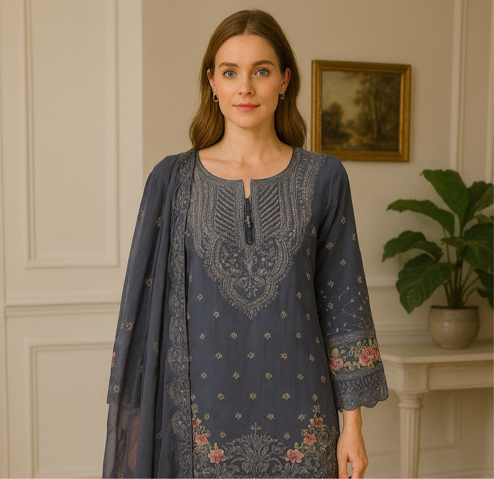 Brit 3 piece luxury chiffon_81042 Pakistani ladies suit B238