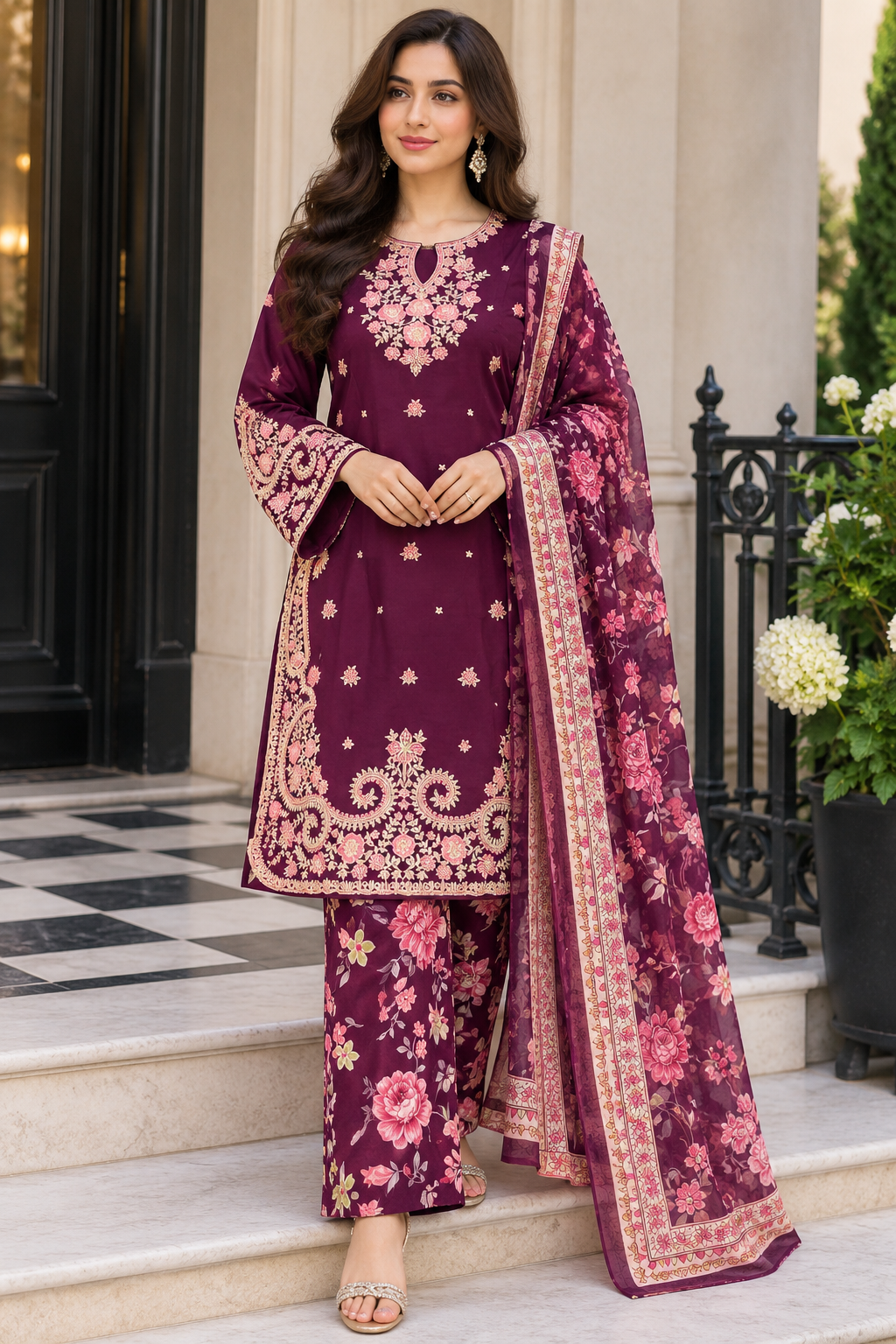 ETHNIC 3 piece Viscose collection ladies dress B765