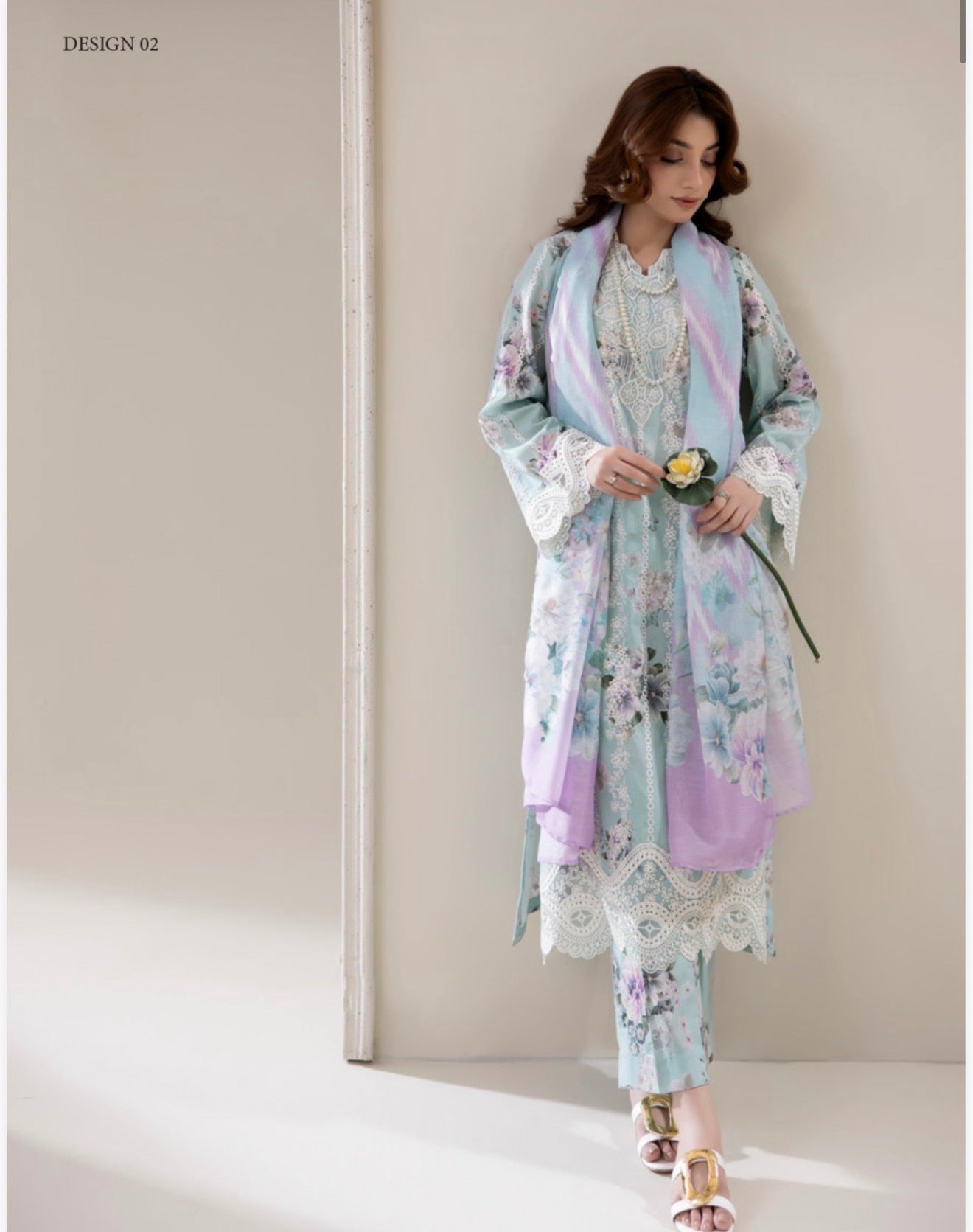 Adan Liba’s 3 piece Lawn cotton original designer embroidered ladies dress B613