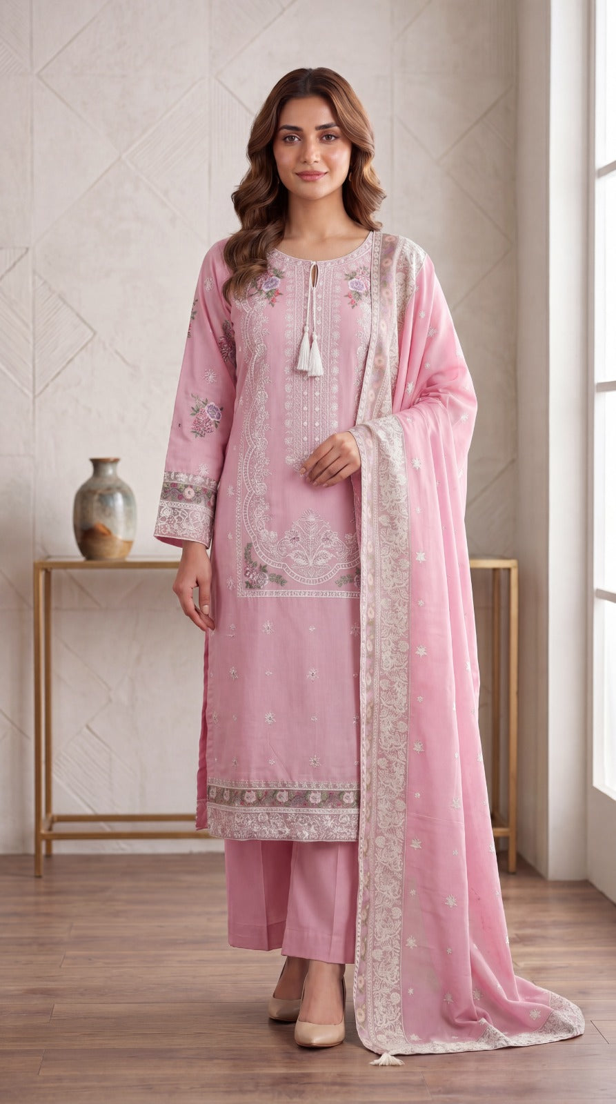 KARMA INSPIRED 3 piece embroidery cotton ladies dress B606