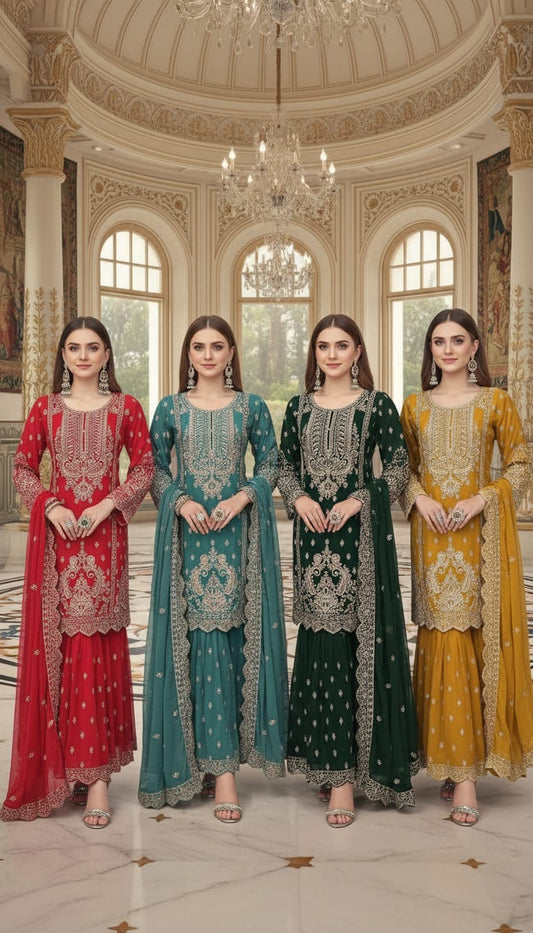 Brit 3 piece luxury chiffon _81042 Pakistani ladies suit B496