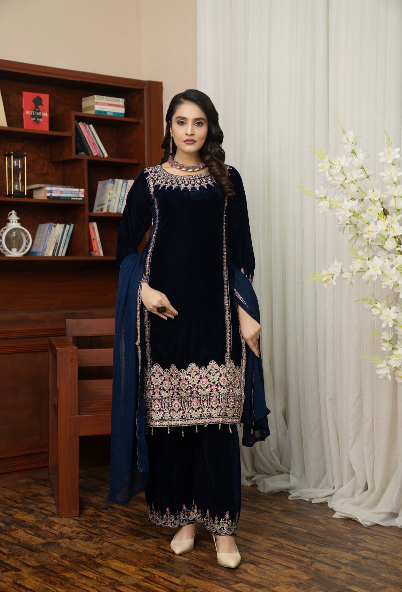 Brit 3 piece luxury Designer Valvet winter Pakistani ladies suit B317