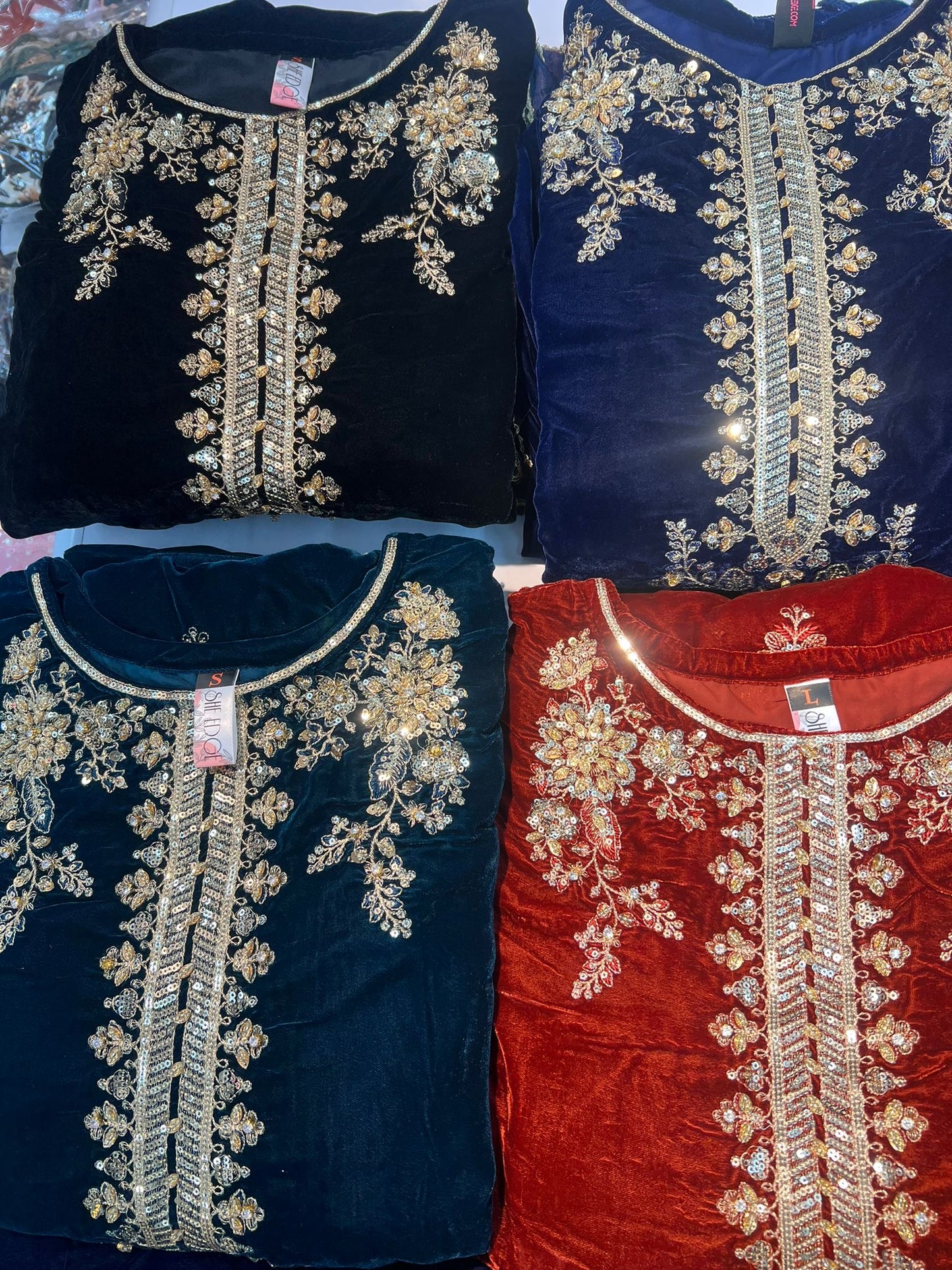 Brit 3 piece luxury Valvet winter Pakistani ladies suit_B314