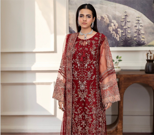 Brit 3 piece Embrioded NET_10076 Pakistani ladies suit B206