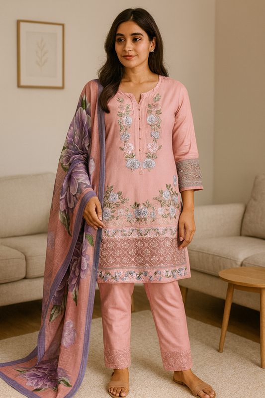 Brit 3 piece luxury linen_81042 Pakistani ladies suit Pink B238