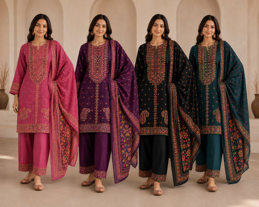 KARMA INSPIRED 3 piece embroidered summer cotton collection ladies dress B620