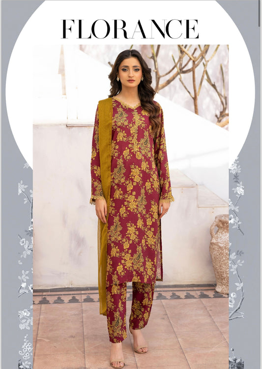 Mairyah print linen 3 piece_4038 Pakistani suits for ladies B263