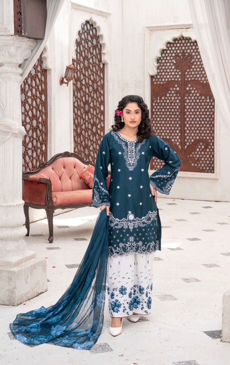 Brit 3 piece luxury lawn collection ladies dress B646