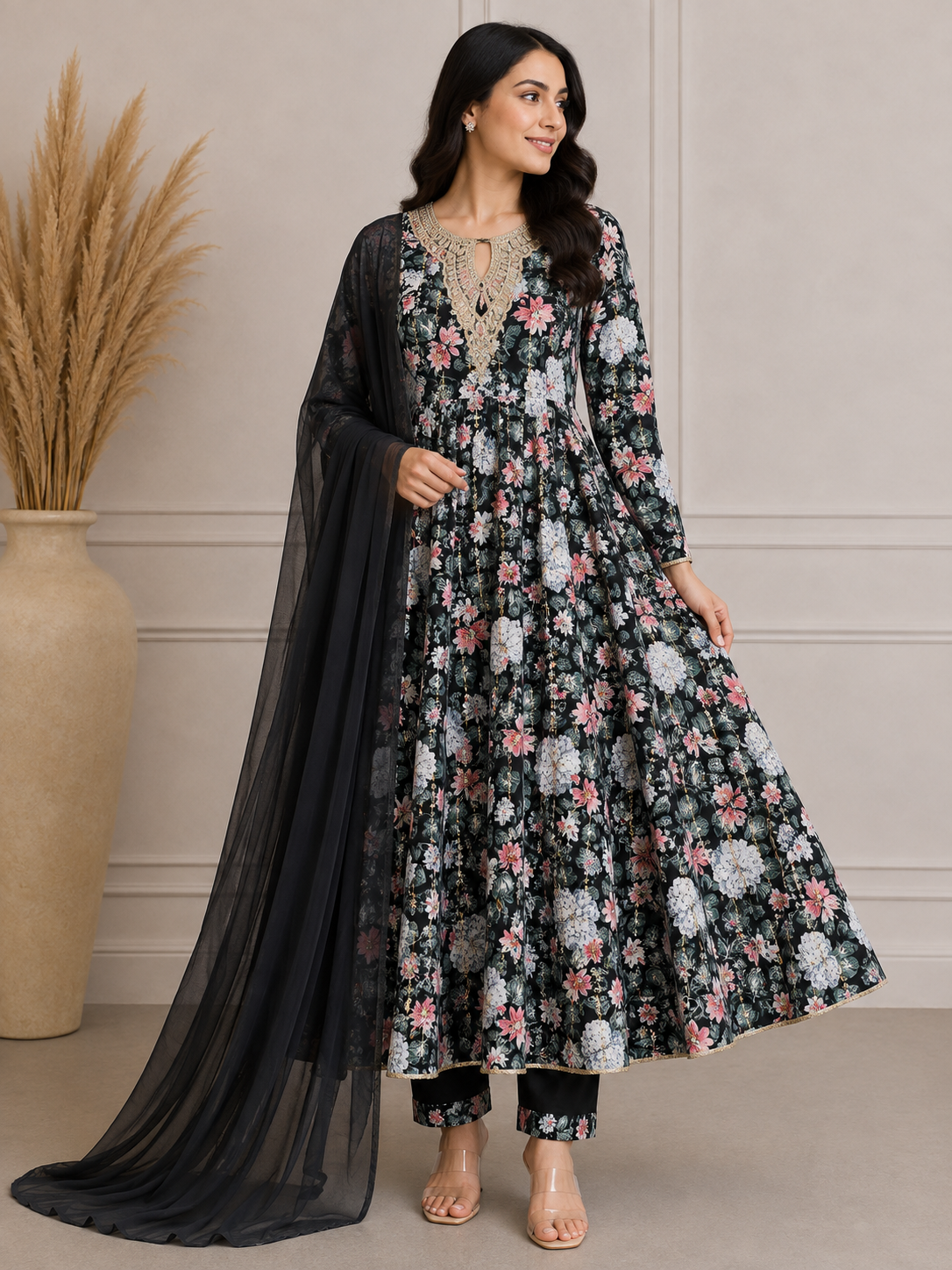 BRIT 3 piece luxury Designer chiffon ladies Maxi dress B692