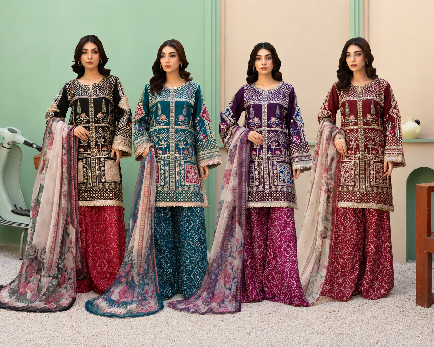 ETHNIC Inspired 3 piece luxury collection ladies dress B635