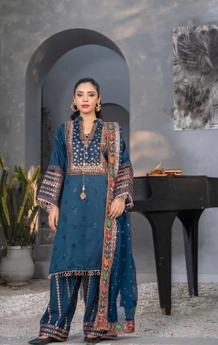 TT JESMINE INSPIRED 3 piece viscous embroidered Pakistani ladies suit B539