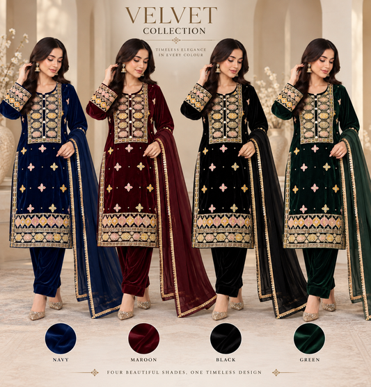 Anila’s inspired GL 3 piece Valvet_81042 Pakistani casual suit B426